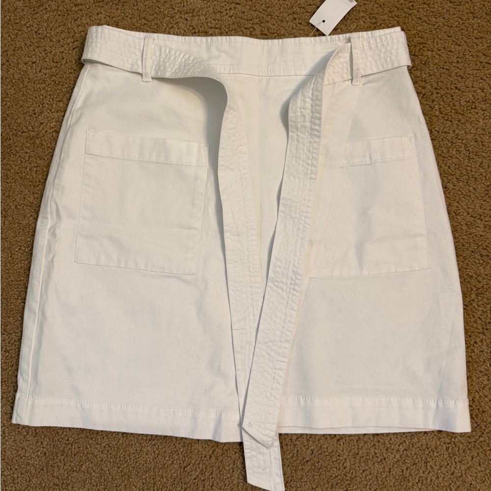 LOFT White Belted Skirt